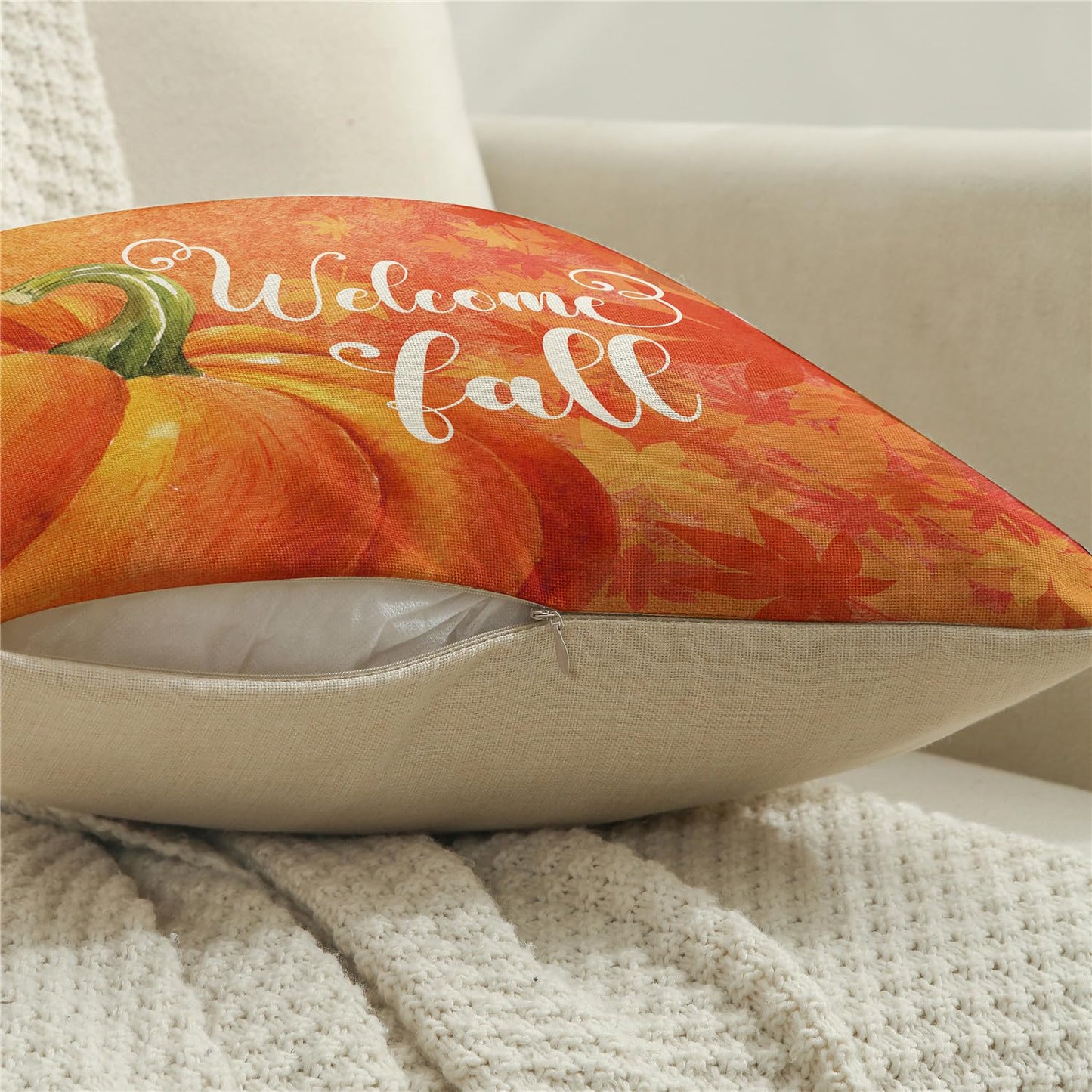 NIGHTWISH Fall Pillow Covers 18x18 Set of 4 Thanksgiving Farmhouse Decorations Orange Truck Pumpkin Outdoor Fall Decor Throw Pillow Covers Grateful Harvest Autumn Cushion Case for Sofa Couch