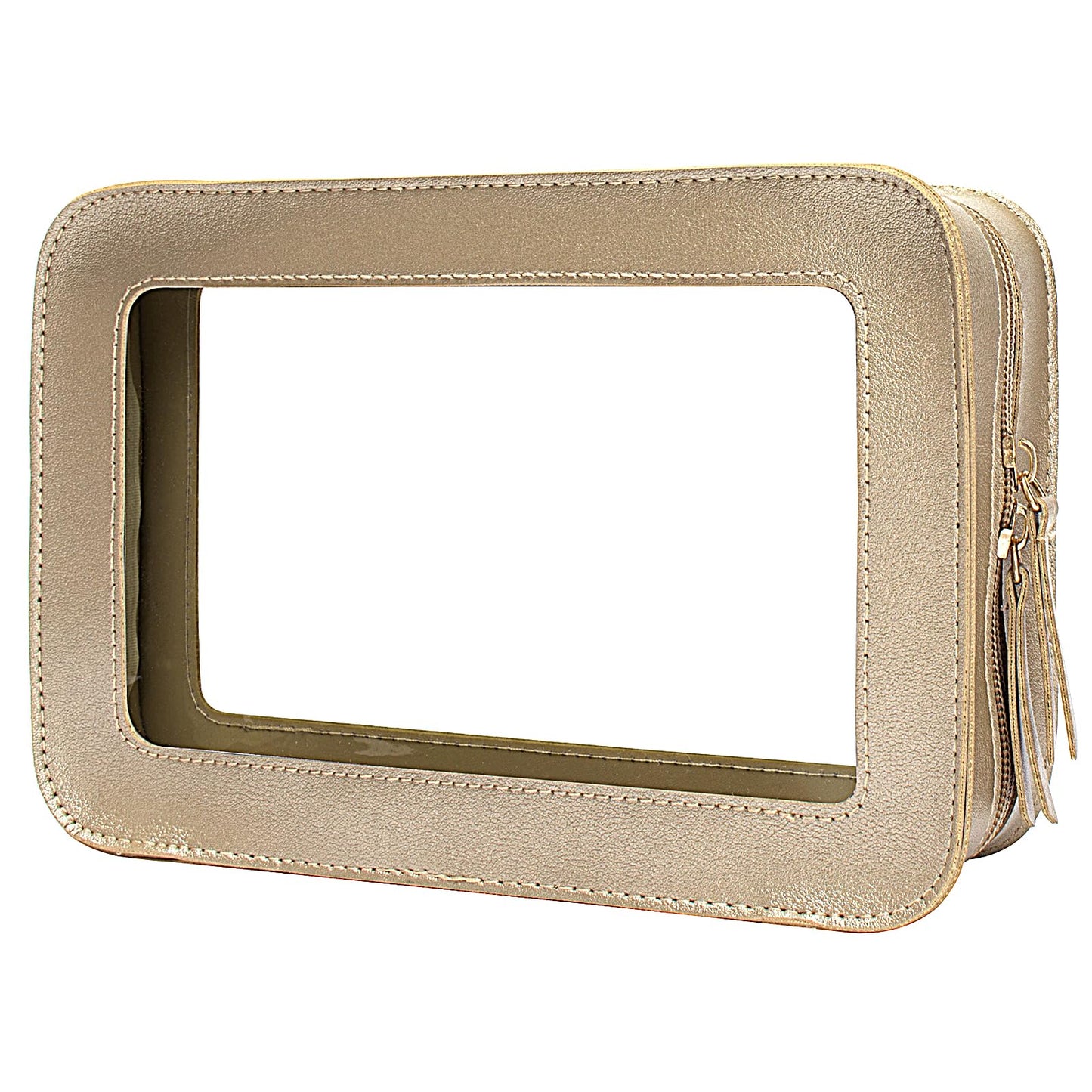 LETGO Clear Makeup Bags, TSA Approved Toiletry Bag with Zipper, Clear Makeup Organizer Fit Carry-on Travel Essentials,Car Essentials for Women Men (C-Black)