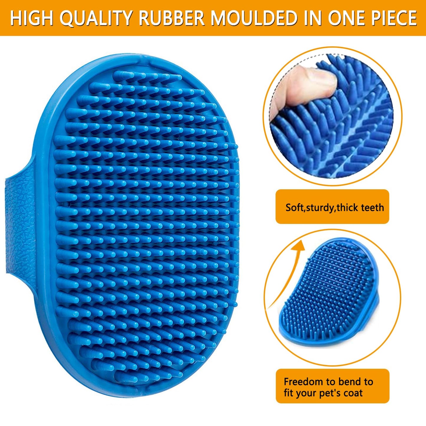 ROPO Dog Grooming Brush, Pet Shampoo Bath Brush Soothing Massage Rubber Comb with Adjustable Ring Handle for Long Short Haired Dogs and Cats 2pcs