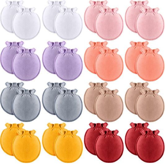 16 Pairs Newborn Baby Cotton Mittens No Scratch Gloves Unisex Newborn Mittens for baby Boys Girls 0-6 Months