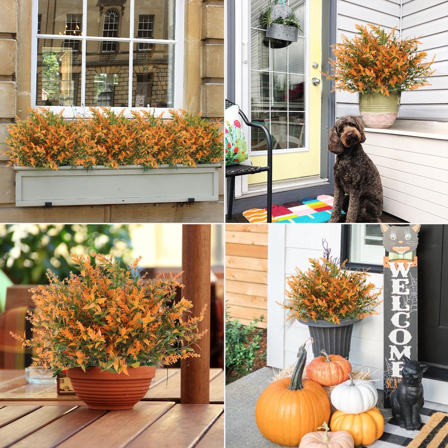 RECUTMS Artificial Flowers for Outdoors Artificial Fall Flowers for Outdoors UV Resistant Artificial Plants Outdoor Artificial Flowers for Outside in Pots(Salmon)
