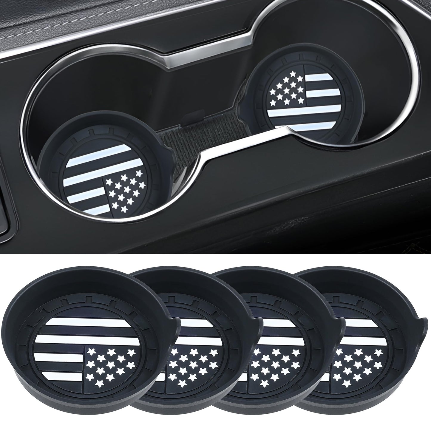 Amooca Car Cup Coaster Universal Automotive Waterproof Non-Slip Cup Holders Sift-Proof Spill Holder Car Interior Accessories 2 Pack Tea Green