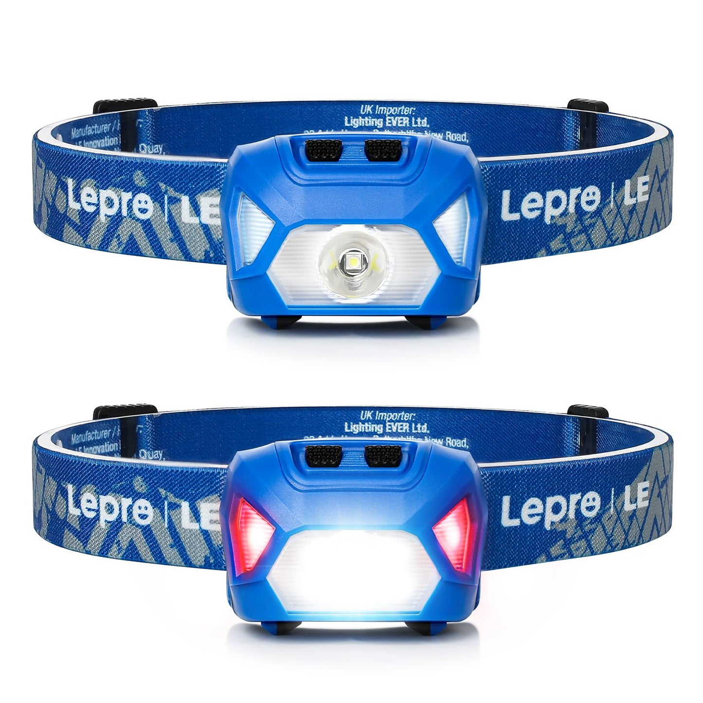 Lepro HeadLamp, 2 Pack Super Bright LED Head lamp with 6 Lighting Modes, Waterproof, Battery Powered LED Lightweight Headlight for Cycling Running Camping for Kids Adults