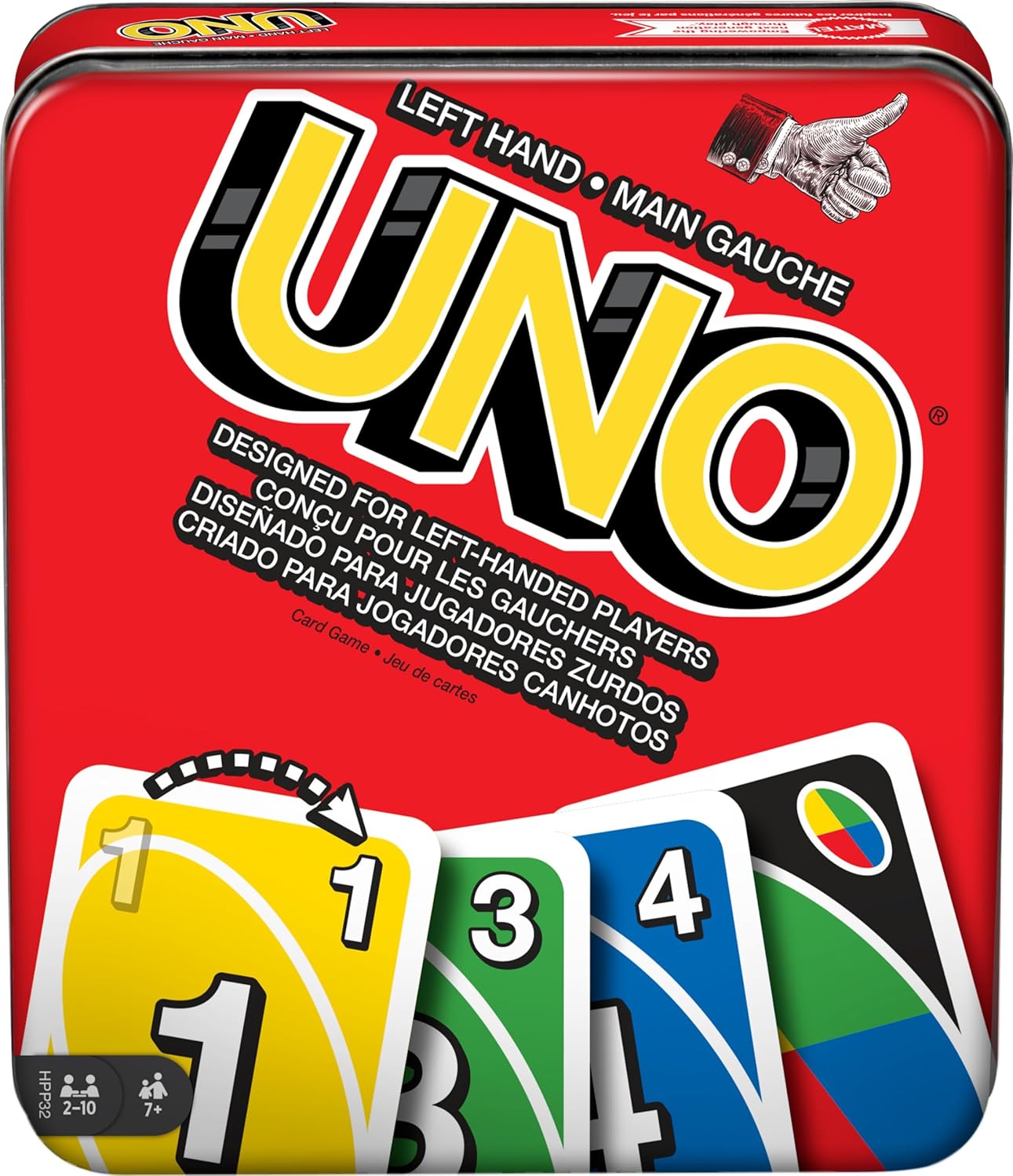 Mattel Games UNO Family Card Game, with 112 Cards in a Sturdy Storage Tin, Travel-Friendly, Makes a Great Toy for 7 Year Olds and Up