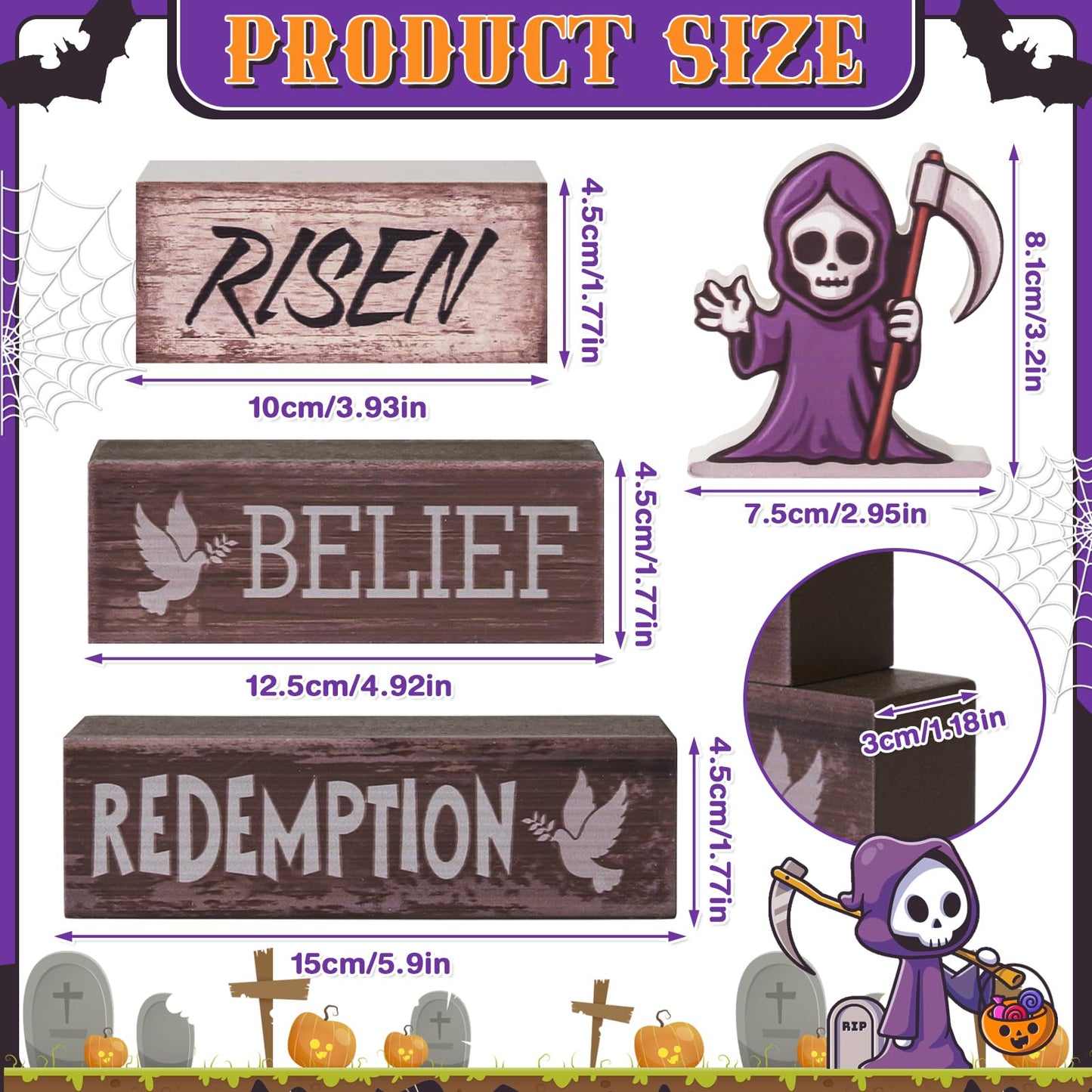 Religious Christian Tiered Tray Decorations Christmas Belief Redemption Tiered Tray Wooden Table Decor Halloween Wooden Table Decoration Centerpiece for Kitchen Home Shelf Office Decor
