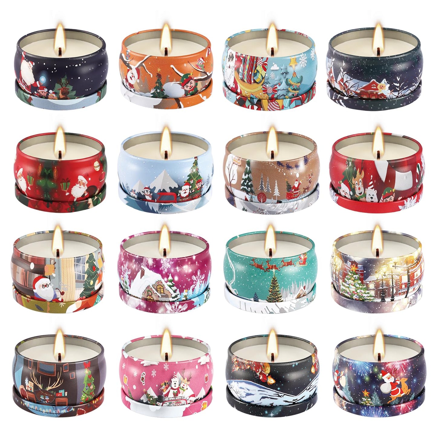 16Pack Christmas Scented Candles Gift- Aromatherapy Candle-Soy Wax-Long Lasting Burn time, Christmas Thanksgiving Gifts for Women,Home Decor