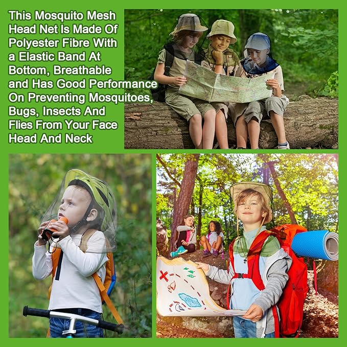 Hestya 4 Pack Mosquito Face Mesh Net Protecting Net for Outdoor Hiking Camping Climbing Mosquito Fly Insects Preventing (Stylish Colors)