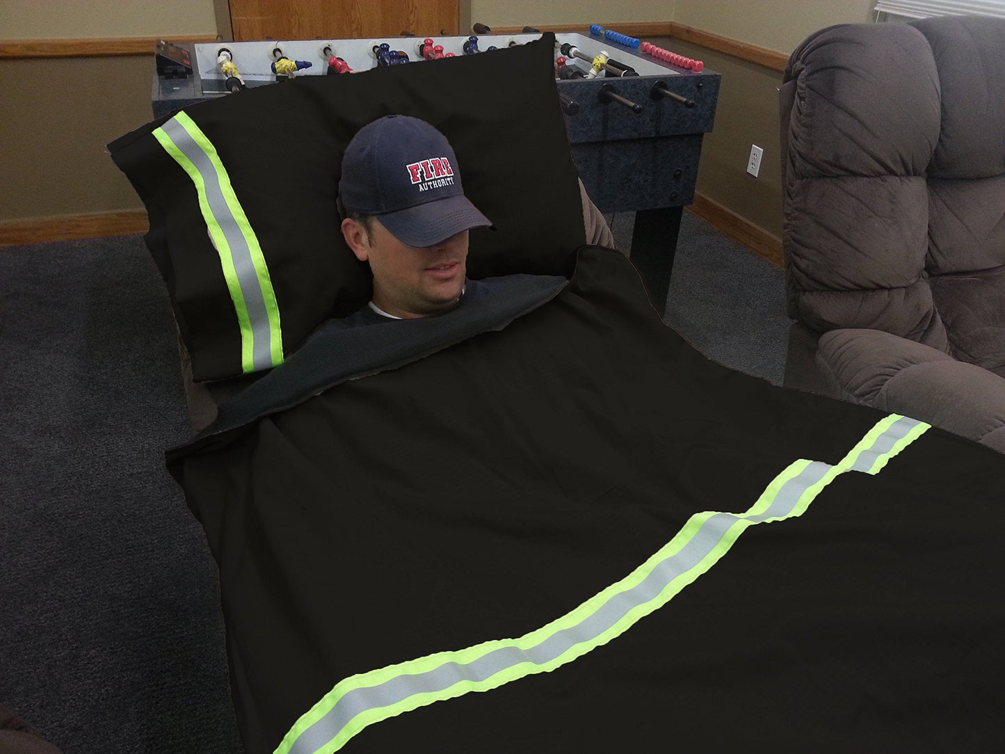 Fully Involved Stitching Firefighter Personalized Black Station Blanket 60" x 80"