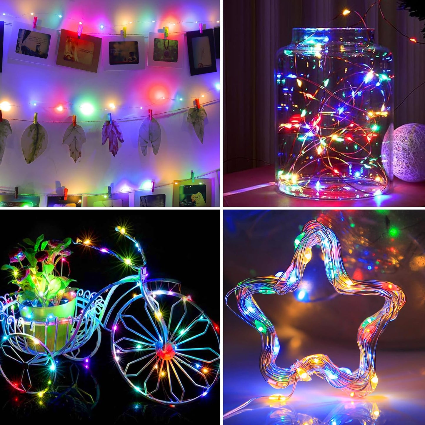 1Pack USB Plug in Fairy String Lights,16ft 50 LED Copper with Remote and Timer, 8 Modes Waterproof Twinkle String Lights Battery Powered for Bedroom Indoor Party Wedding Christmas Decoration