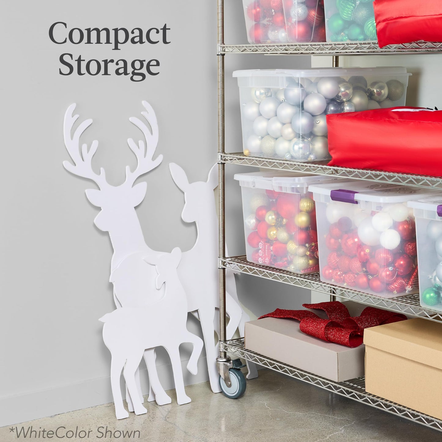 Best Choice Products 3-Piece 46in 2D Deer Family Silhouette Set, Outdoor PVC Christmas Yard Decoration w/Buck, Doe, Fawn, Weather Resistant - Black