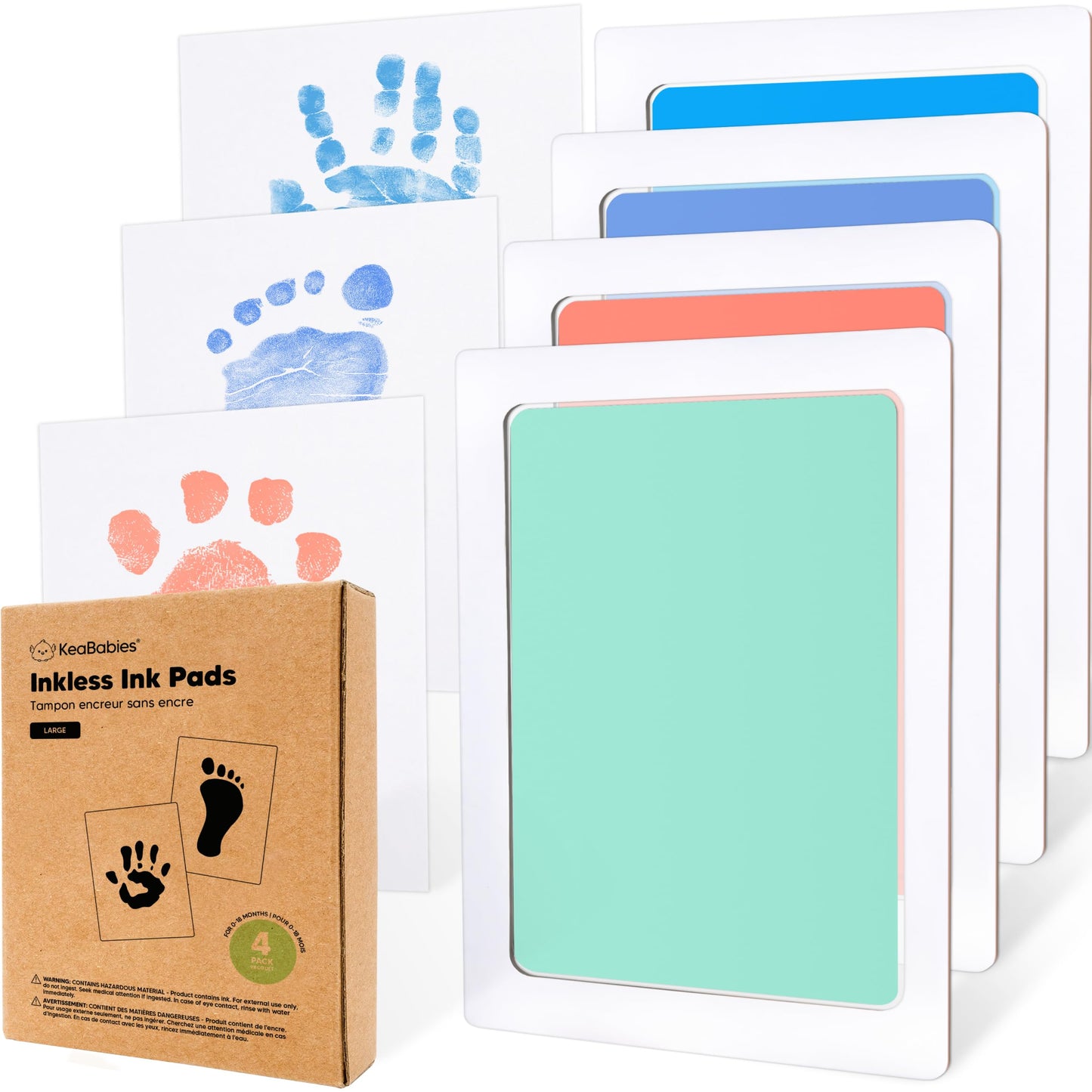 4-Pack Inkless Baby Hand and Footprint Kit - Mess Free Ink Pad for Newborn Keepsake, Dog Nose & Paw Print Kit, Clean Touch Ink Pad for Baby Hand & Footprints, Ideal New Mom Gifts (Jet Black)