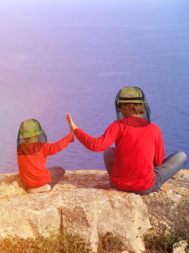 HESTYA 4 Pack Mosquito Net Face Mesh Protecting Net for Outdoor Hiking Camping Climbing Mosquito Fly Insects Preventing(Army Green)