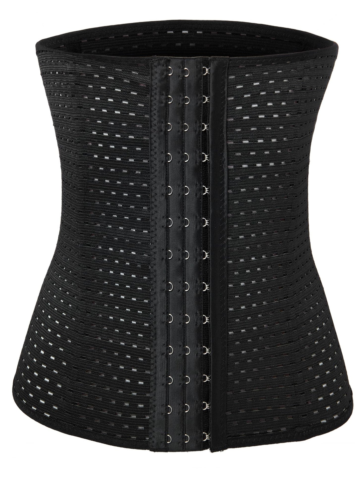 Youloveit Women's Waist Trainer Corset for Everyday Wear Steel Boned Tummy Control Body Shaper with Adjustable Hooks(Black,S)
