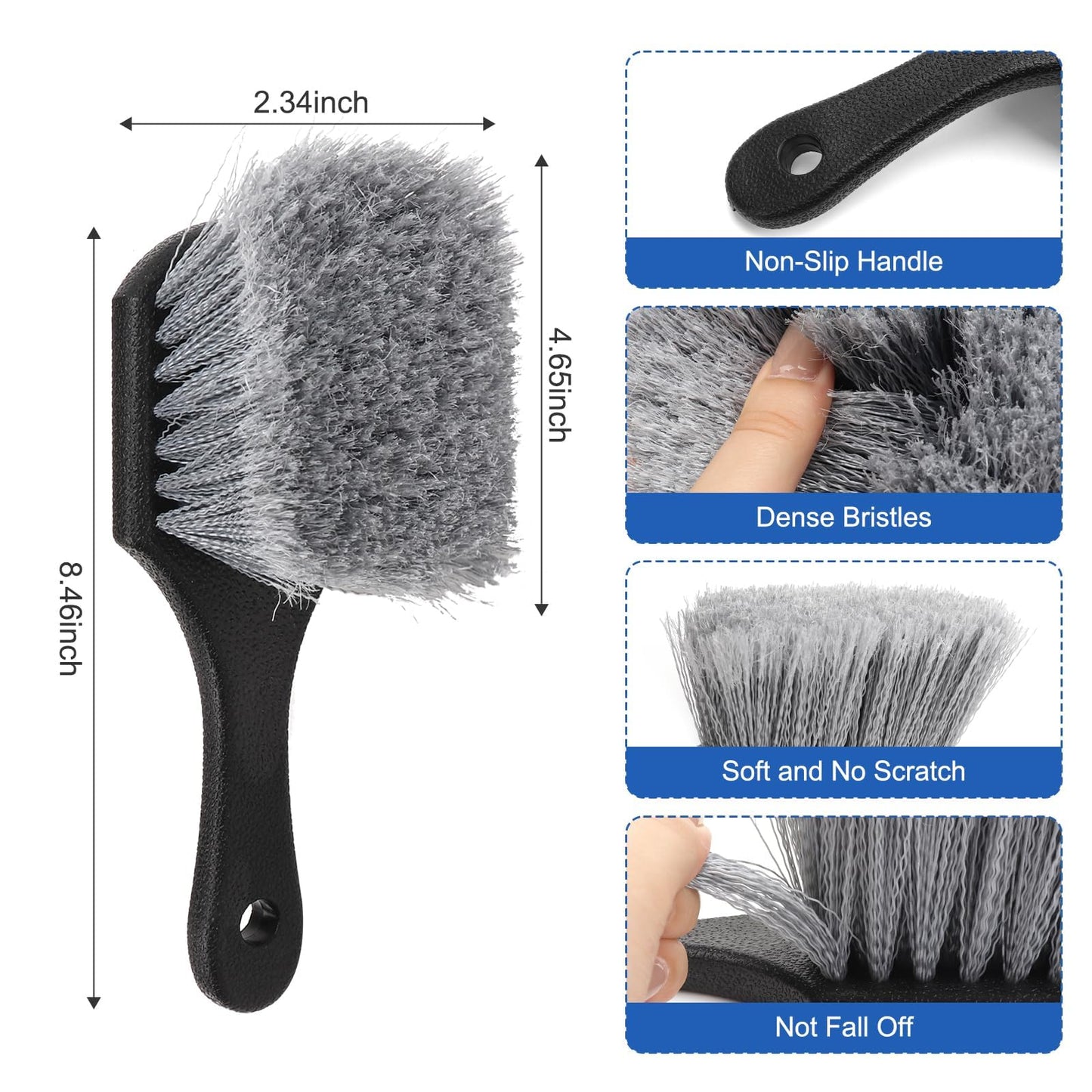 Wheel Rim Tire & Carpet Cleaning Brush Set, Soft & Stiff Bristle Wash Cleaning Supplies Kit for Car All Exterior Surface and Car Interior Cleaning Brush for Car Truck SUV RV Motorcycle (Blue)