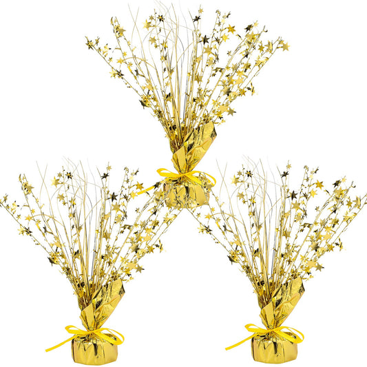 Crowye 3 Pieces Metallic Foil Spray Centerpiece Christmas Party Star Table Decoration Burst Centerpieces Winter Table Decor for Birthday New Year Party Holiday(Gold)
