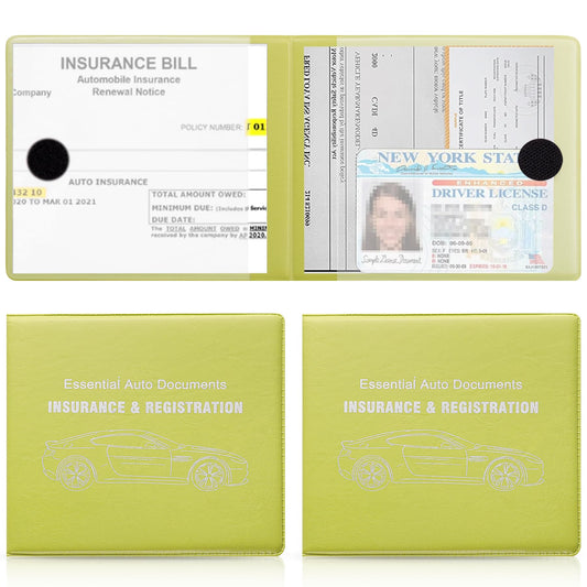 UYYE Car Registration and Insurance Card Holder, Vehicle Glove Box Car Organizer, Interior Car Accessories for Documents, Cards, License - 2 Pack