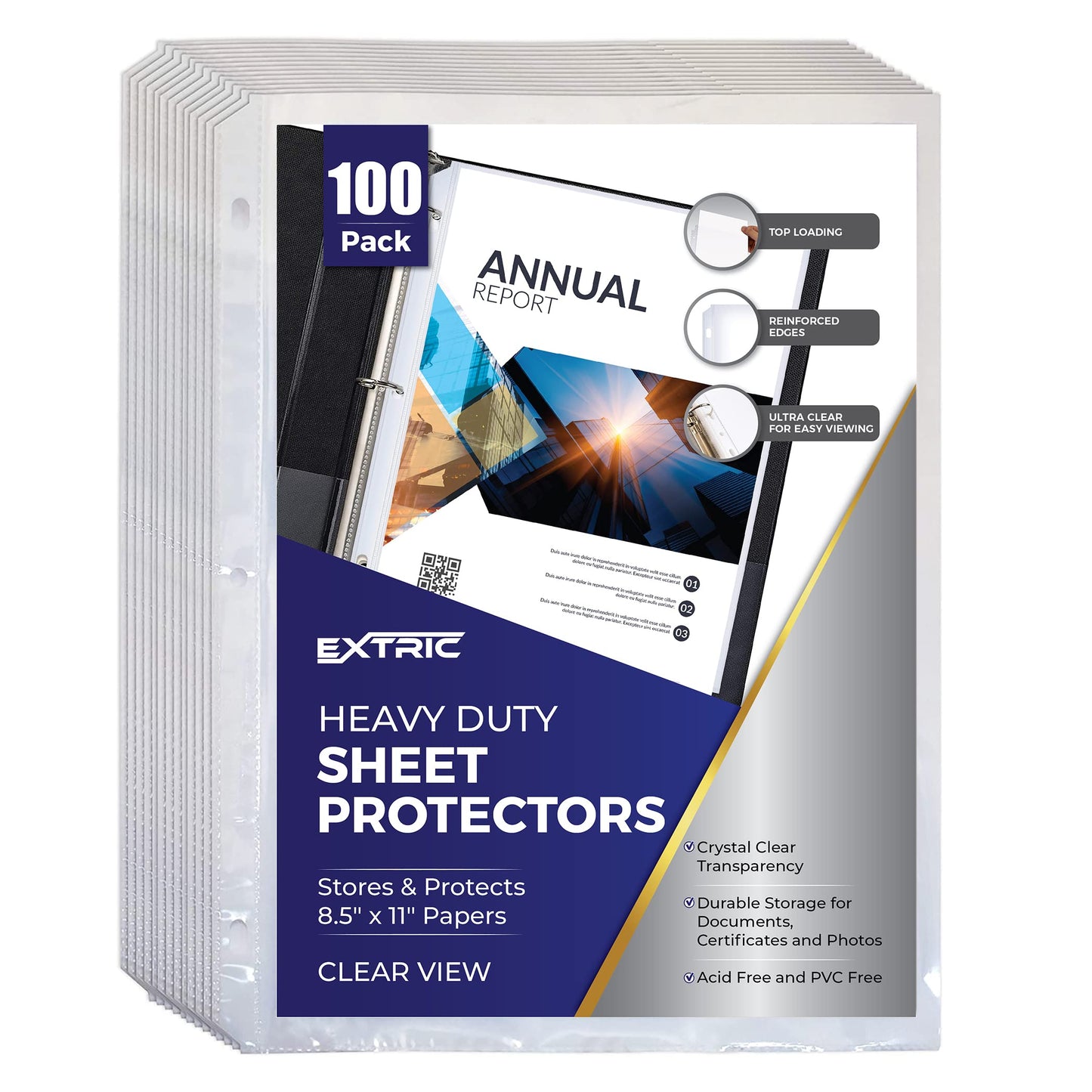 Sheet Protectors, 200 Count Clear Page Protectors for 3 Ring Binder, Top Loading Plastic Sleeves 8.5 x 11 inch