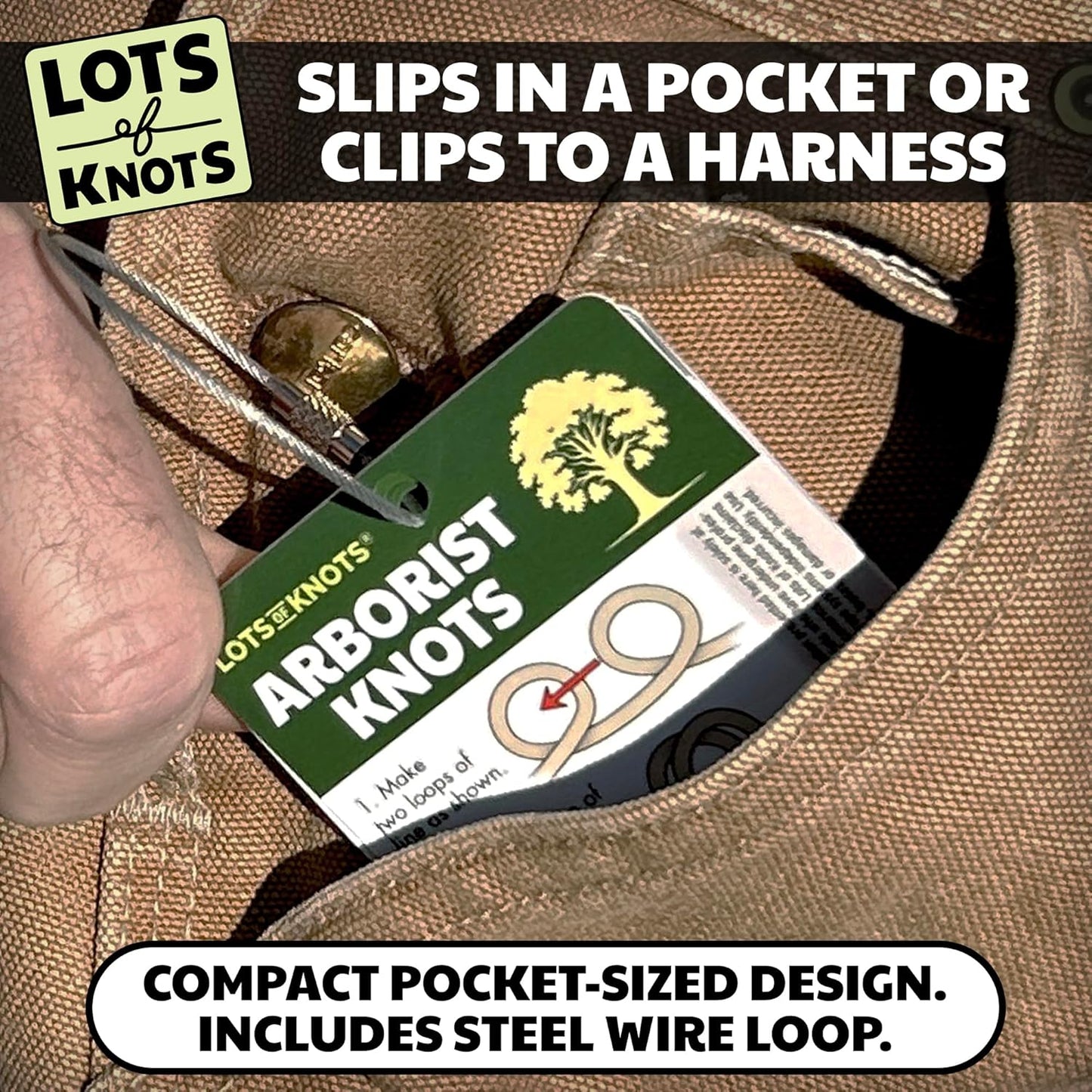 Arborist Knots - Knot Cards for Tree Climbing and Tree Care - 14 Page Waterproof Pocket Guide for Arborist Equipment Kit