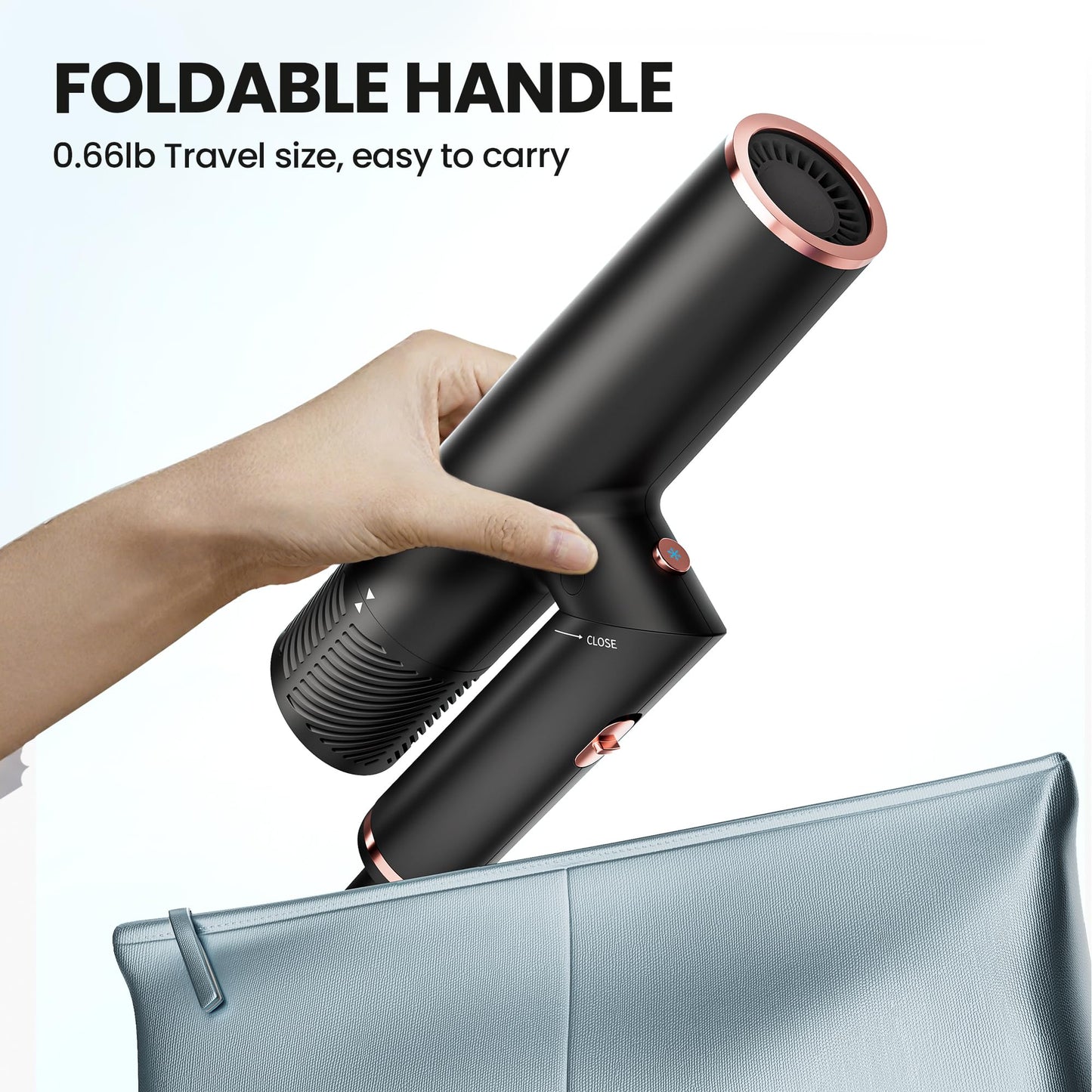 Hair Dryer, Surfit Blow Dryer with Diffuser, Professional Ionic Hair Dryers for Fast Drying, Foldable Travel Hair Dryer with 110, 000 RPM Brushless Motor for Curly Straight Hair