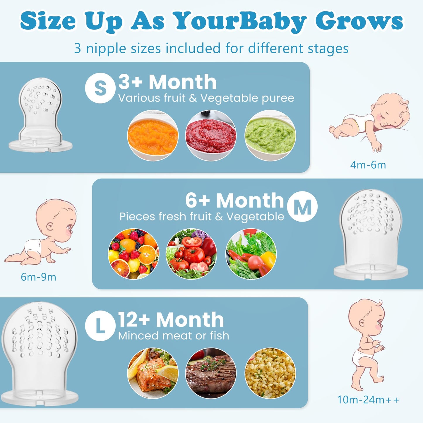 WAJIAYON Easter Bunny Baby Fruit Feeder/Food Feeder Pacifier - Infant Teething Toys | Silicone Teether Feeder Babies | Easter Gifts for Boys and Girls | Food Pacifier for Babies-Rabbit