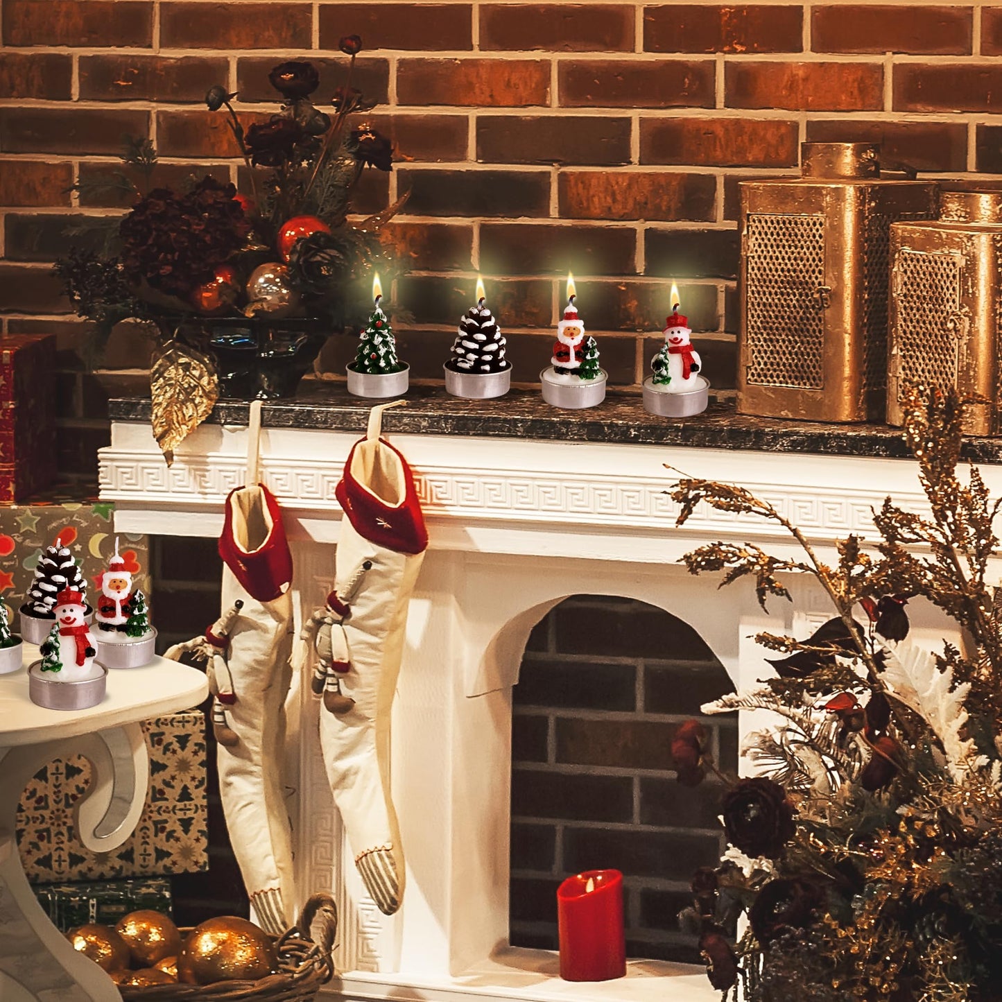 ArtCreativity Bulk Christmas Candle Set - Includes 12 Christmas Tealight Candles in Festive Designs - Indoor Christmas Decorations - Xmas Party Supplies - Tealight Candles (Bulk) for Holiday Décor