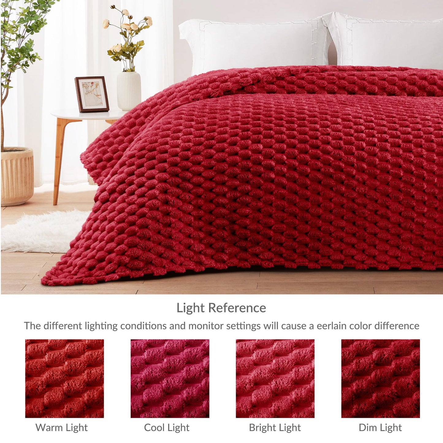 Whale Flotilla Throw Blanket for Couch with Jacquard Pattern, Fuzzy Soft Cozy Exquisite Blankets for All Season, Warm and Fluffy, 50x60 Inch, Red
