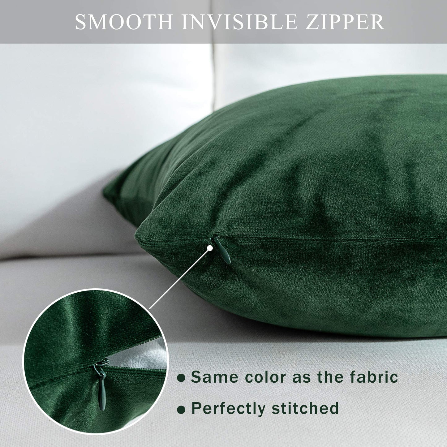 Stellhome Cozy Velvet Pillow Covers Square Decorative Throw Pillow Covers for Bed Couch Sofa Bench, 20 x 20 inch (50 cm), Olive, Pack of 2