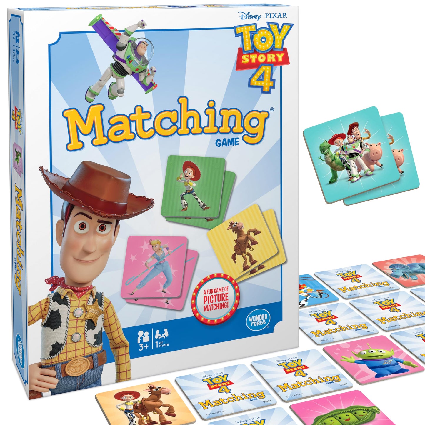 Wonder Forge Toy Story 4 Matching Game | Build Focus and Memory with Woody, Buzz, and Beloved Pixar Characters | Fun and Engaging Activity for Kids Ages 3+
