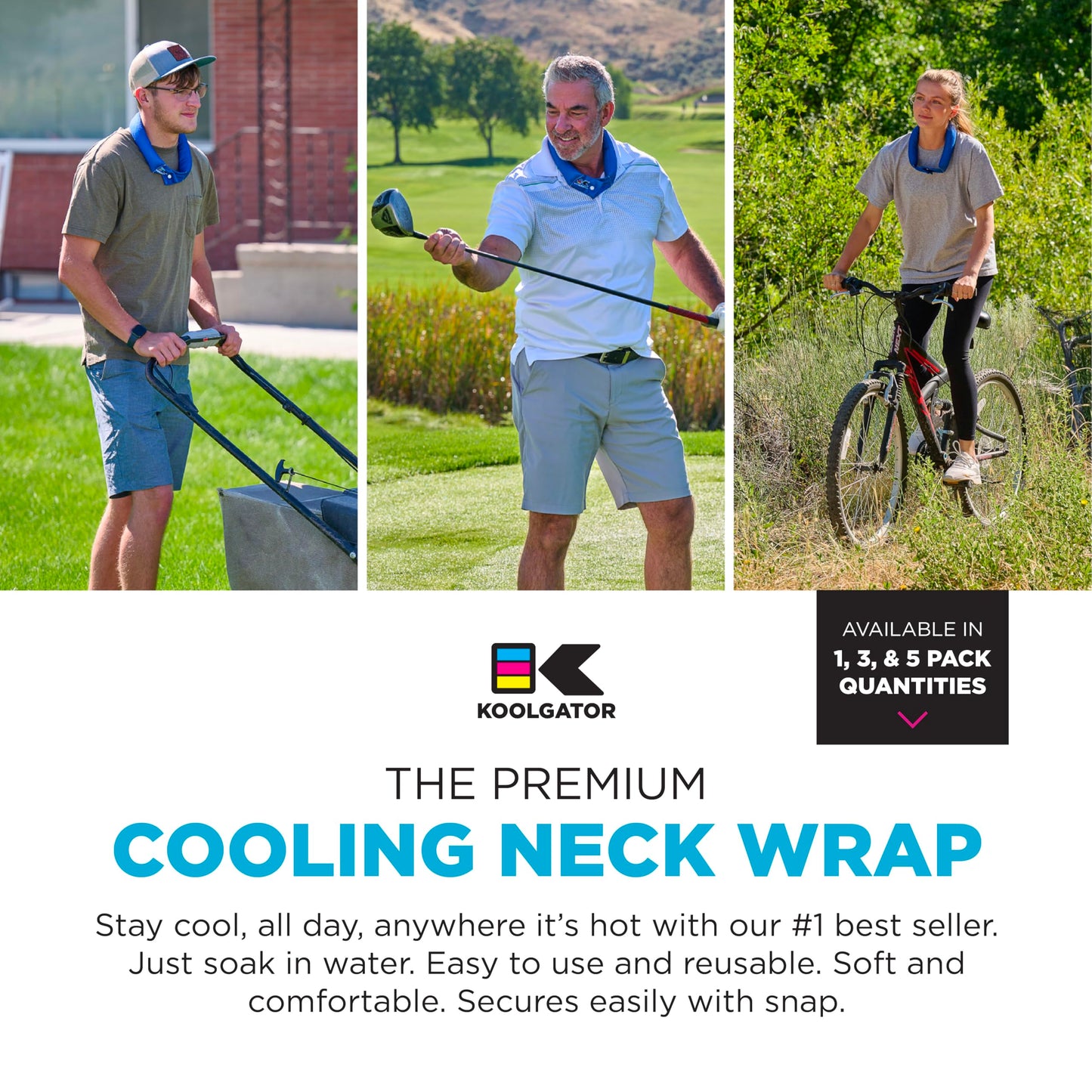 KOOLGATOR Evaporative Cooling Neck Wrap – Reusable Neck Cooler with Long Lasting Relief During Hot Weather Activities, Sports, & Outdoor Work, Blue Paisley, 1 Pack