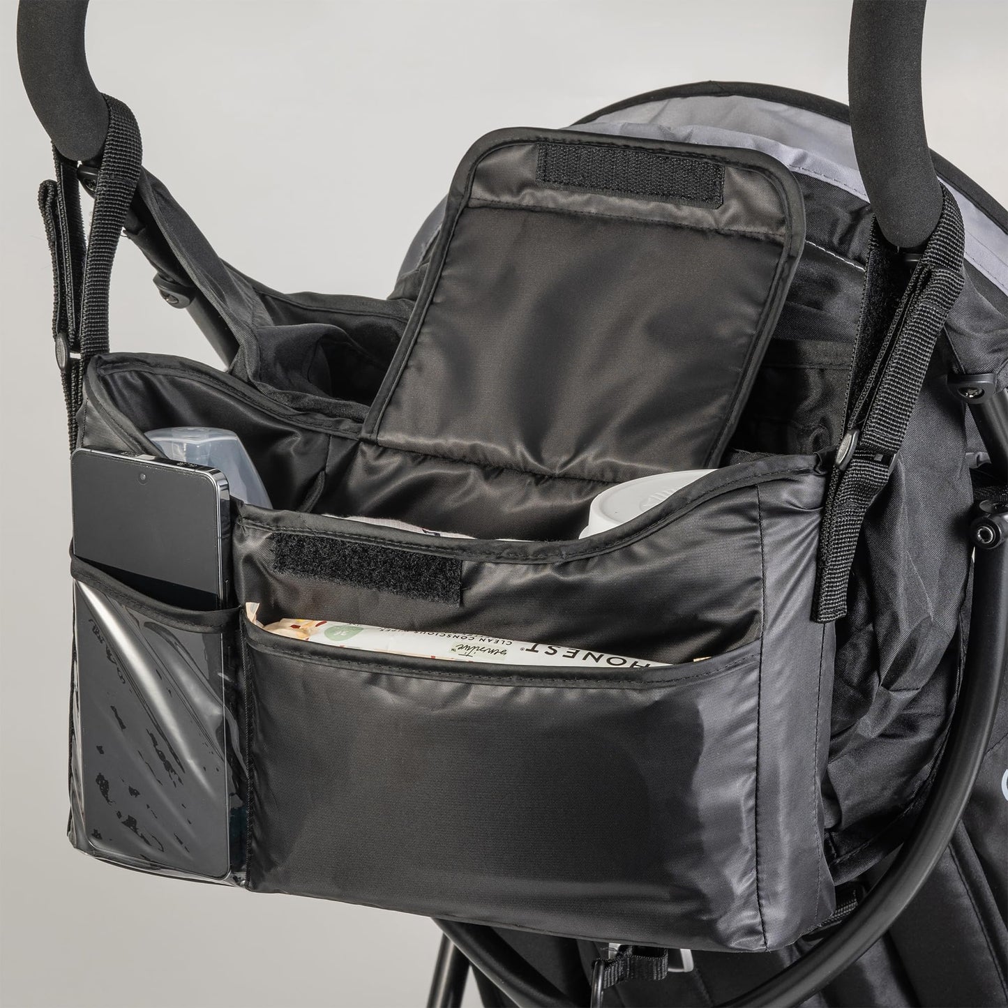 Tiny Twinkle Universal Stroller Organizer with Adjustable Strap - Waterproof Stroller Caddy Fits Baby Jogger, Nuna, Graco, Donna and Bugaboo Strollers(Black)