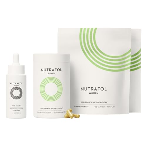 Nutrafol Women's Hair Growth Supplements and Hair Serum, Ages 18-44, for Visible Thickness and Strength - 3 Month Supply, 1.7 Fl Oz Bottle