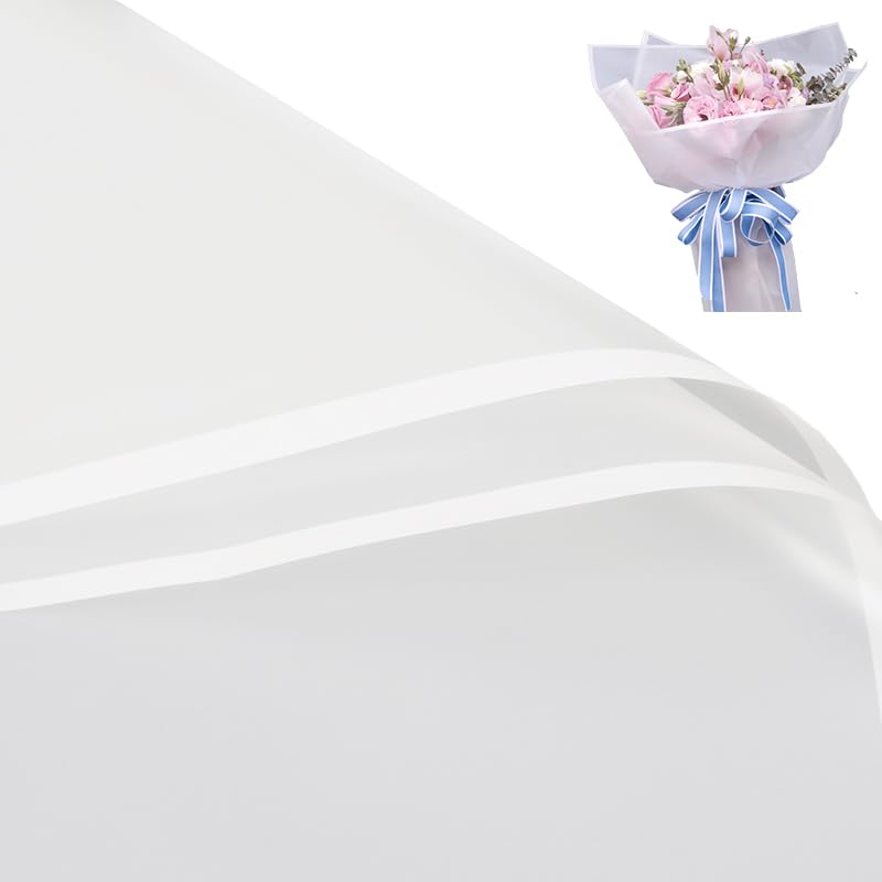 Gloreyan 20 Sheets Flower Wrapping Paper, Florist Bouquet DIY Craft Fresh Flower Wrapping Paper with Pink Border Waterproof Floral Wrapping Gift Box Packaging Material Florist Supplies, Light Pink