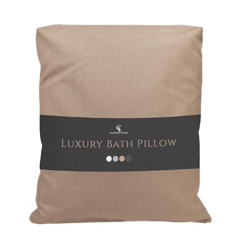 Luxury Bath Pillow for Tub - Thick and Comfortable Bathtub Pillow Support for Head and Neck and Back - Washable Quick-Drying Bath Pillows - Bath Cushion for Home Spa - Fits Any Bathtub - Sand
