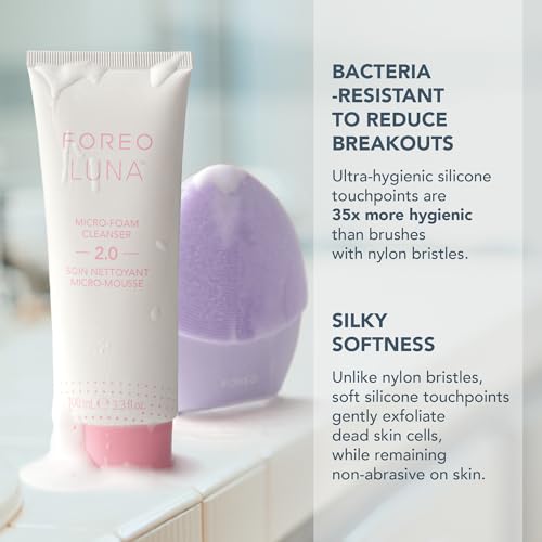 FOREO Deep Clean LUNA 3 Bundle - Facial Cleansing Brush Sensitive Skin + LUNA Micro-Foam Face Cleanser 2.0, 3,4 oz - Cleansing & Anti Aging Face Massager - Face Care Brush - Face Wash - Pore Minimizer