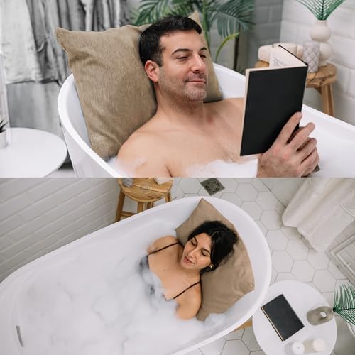 Luxury Bath Pillow for Tub - Thick and Comfortable Bathtub Pillow Support for Head and Neck and Back - Washable Quick-Drying Bath Pillows - Bath Cushion for Home Spa - Fits Any Bathtub - Sand
