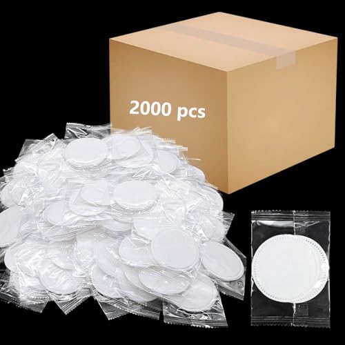 Kheoxusa 2000 Pcs Individually Wrapped Cotton Pads - Round Cotton Rounds for Face, Hotel Personal Care Kit - Individual Pack