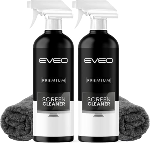 EVEO® Screen Cleaner Spray Kit (Streak-Free) TV Screen Cleaner for Smart TV, LCD, LED, OLED | Computer Screen Cleaner Spray and Wipe Microfiber Cloth for TV, Monitor, Laptop, iPad, Car & More - 1 Pack