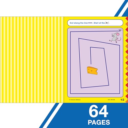 Carson Dellosa Scissor Skills Activity Book for Kids Ages 3-5, Colorful Animals, Shapes, and Line Formation Cut and Paste Activities, Kids Craft Book With Incentive Chart and Stickers, PreK+