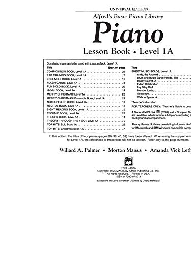 Alfred's Basic Piano Course Lesson Book Level 1A (Alfred's Basic Piano Library)
