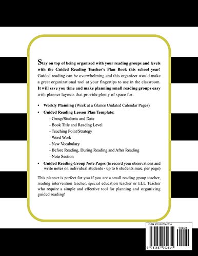 Guided Reading: Teacher Planner with Weekly & Daily Small Group Reading Lesson Plans and Notes Organizer