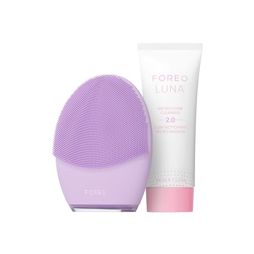 FOREO Deep Clean LUNA 3 Bundle - Facial Cleansing Brush Sensitive Skin + LUNA Micro-Foam Face Cleanser 2.0, 3,4 oz - Cleansing & Anti Aging Face Massager - Face Care Brush - Face Wash - Pore Minimizer