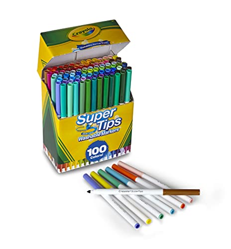 Crayola Super Tips Marker Set for Kids (100ct), Broad Tip & Fine Point Washable Art Markers for Kids, Bulk School Supplies, Teacher Classroom Must Haves, Drawing Supplies