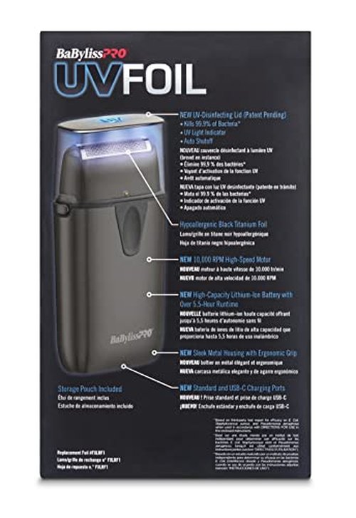 BaBylissPRO UVFOIL Single Foil UV-Disinfecting Metal Shaver