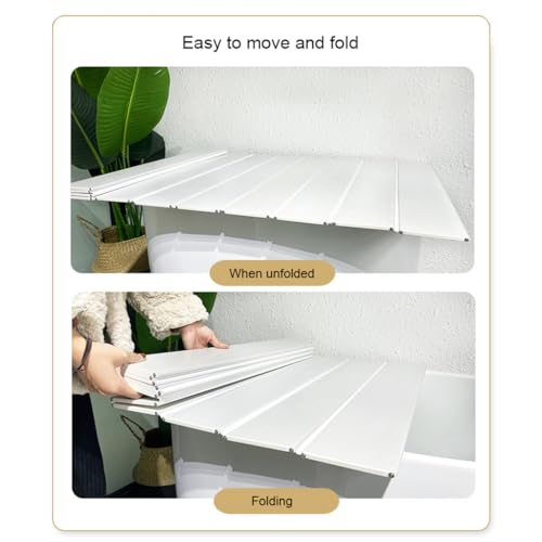 Adjustable Foldable Dust-Proof Bathtub Cover White,Waterproof Shutter Bathtub Tray & Laptop Desk 2 in 1 Fits Most Tubs,Modern Bath Tub Racks for Home (0.8Mx1.5M(31.5"x59"), 0.47in Thick)