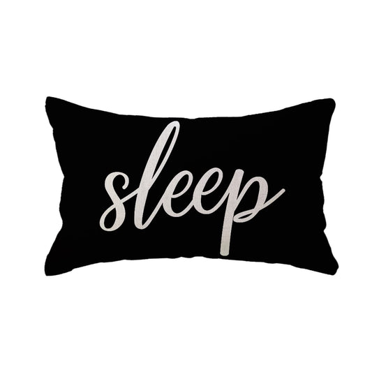 ULOVE LOVE YOURSELF Sleep Lumbar Throw Pillow Covers Farmhouse Rustic Decorative Rectangular/Waist Pillowcases 12 x 20 Inch Decor Cushion Covers Housewarming Gifts (Black)