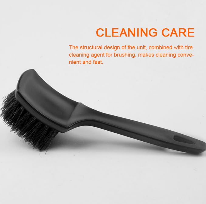Carpet & Floor Mat Cleaning Brush - 2pcs Black Scrub Brush w/ Wheel Brush for Car Interior & Tires