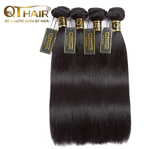 QTHAIR 16A Brazilian straight Human Hair Bundles 26" 26" 26" 24" Straight Hair Brazilian Virgin Human Hair 100% Unprocessed Virgin Hair Bundles Straight Weave