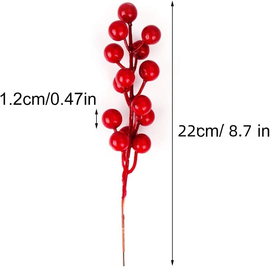 35 Pack Christmas Tree Decorations,Burgundy Red Berry Picks Holly Berries Branches for Christmas Tree Decorations Crafts Wedding Holiday Season Winter Décor Home Decor (red)
