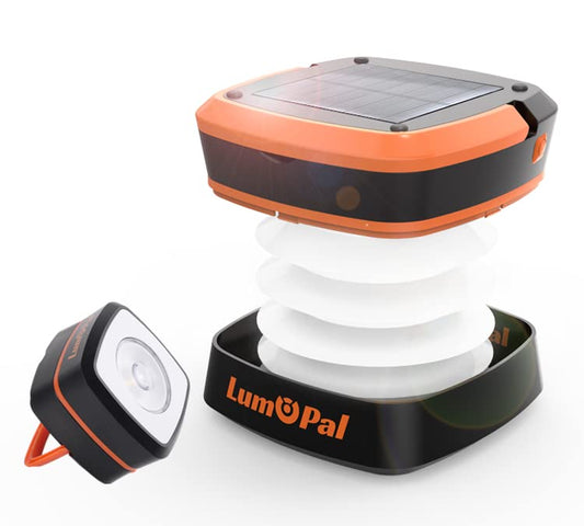 Collapsible Solar Camping Light Rechargeable LED Portable USB Solar Lamp IP54 Waterproof Light for Backpacking Gear, Emergency Charger for Power Outage (White Light)