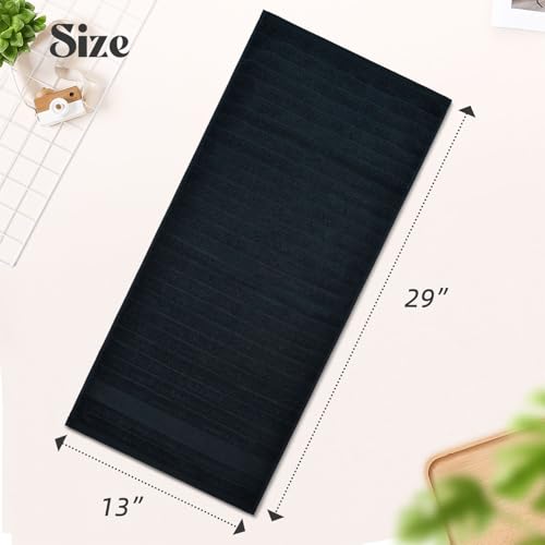 2-Pack Bathroom Hand Towels (Black) Ribbed – Guest Room & Spa Premium Cotton Face Towels 13” x 29”, Soft and Quick Drying 480 GSM